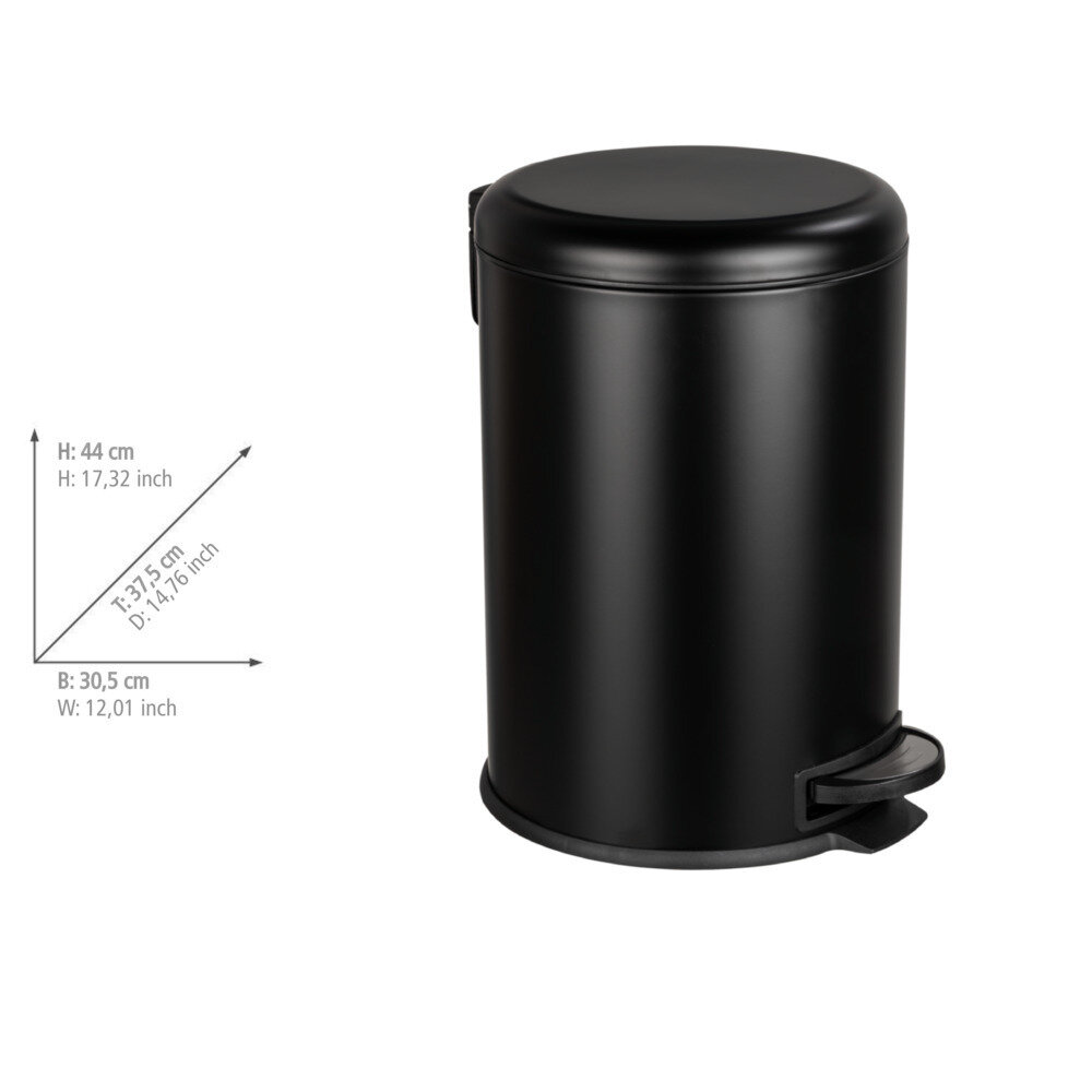 Treteimer Mod. Leman Easy-Close Schwarz 20 L  mit herausnehmbarem Einsatz