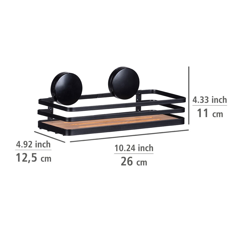 Static-Loc® Wandablage Mod. Alba, Schwarz  Befestigen ohne Bohren
