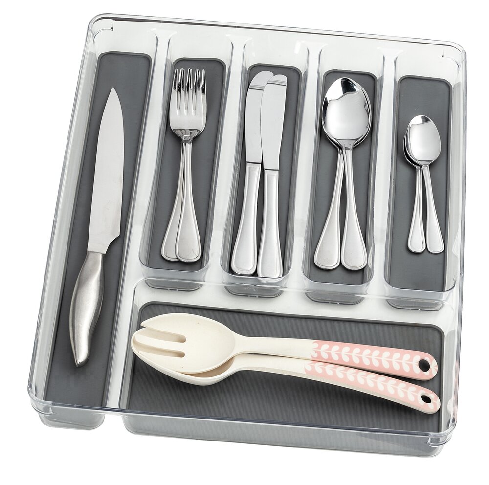 Besteckkasten 6 F  rutschfester Besteckeinsatz für Schubladen