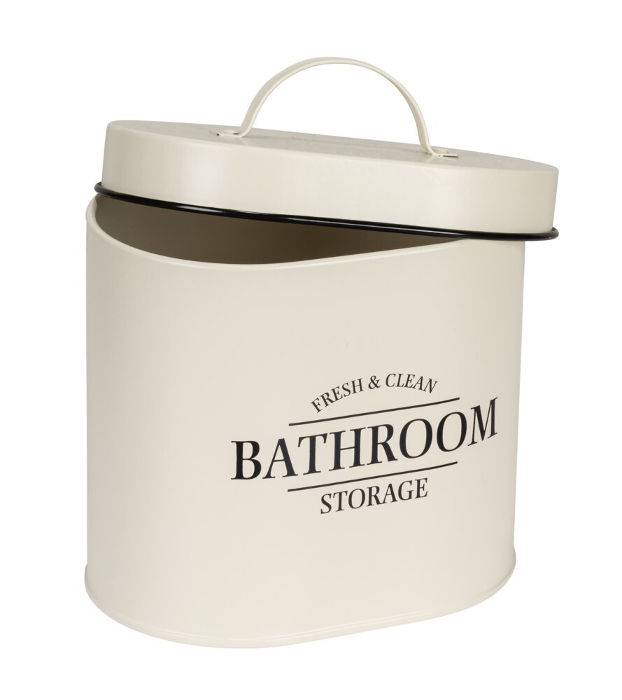 Badbox mit Deckel Mod. Uri Beige, oval  aus Stahl