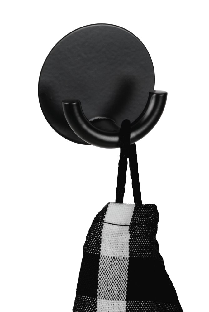 Wandhaken Mod. Rondo Schwarz  selbstklebend, Edelstahl rostfrei