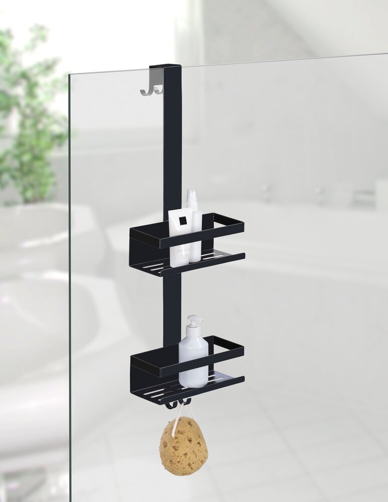 Duschcaddy Mod. Bribano Duo, schwarz, Edelstahl, 23x71x18 cm  Einhängen ohne Bohren