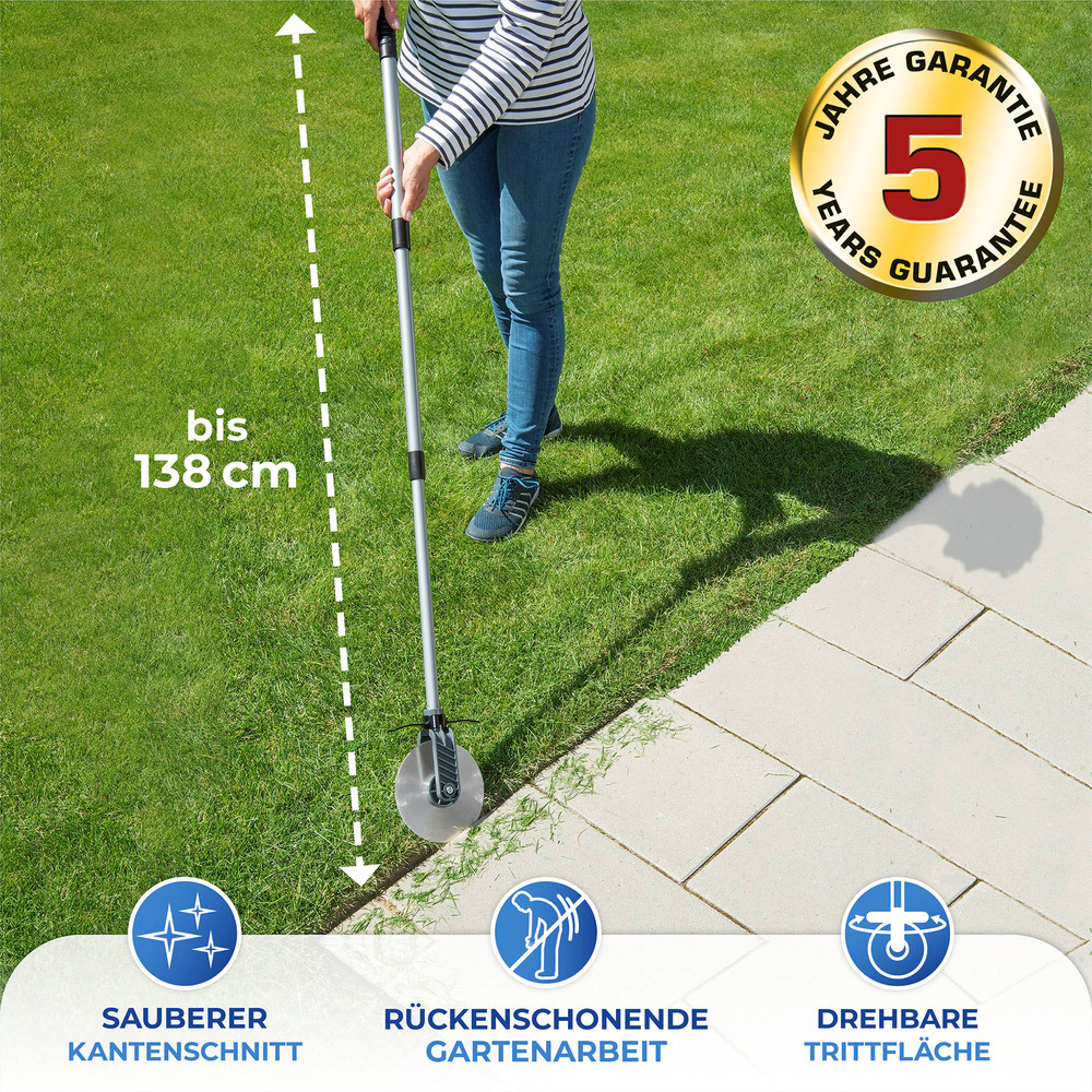 Rasenkanten-Roller Mod. Cut mit Teleskopstiel  ausziehbar von 56 bis 122 cm