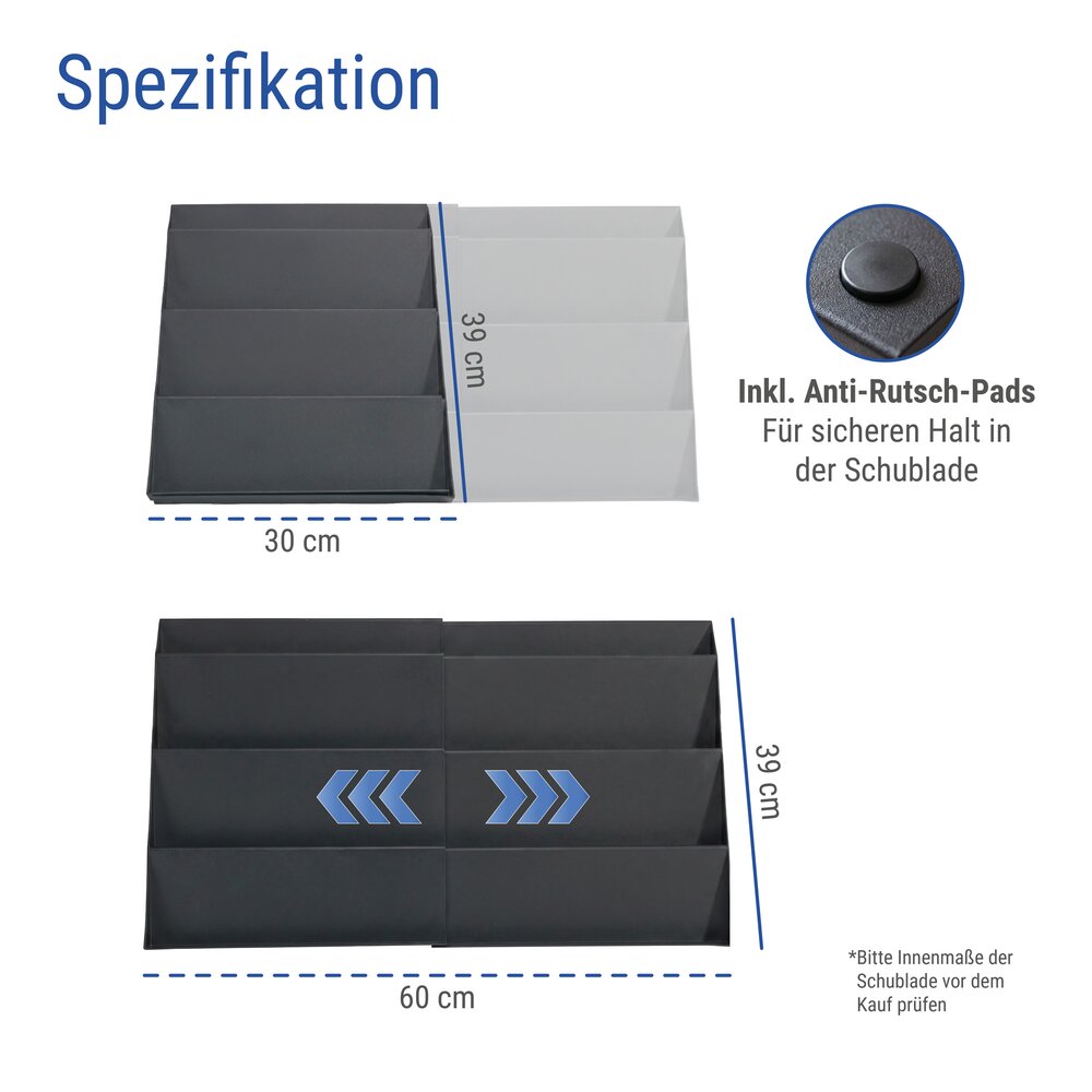 Gewürzregal Schublade mit 24 Gewürzgläsern, Schwarz  ausziehbarer Gewürz Organizer für Schubladen