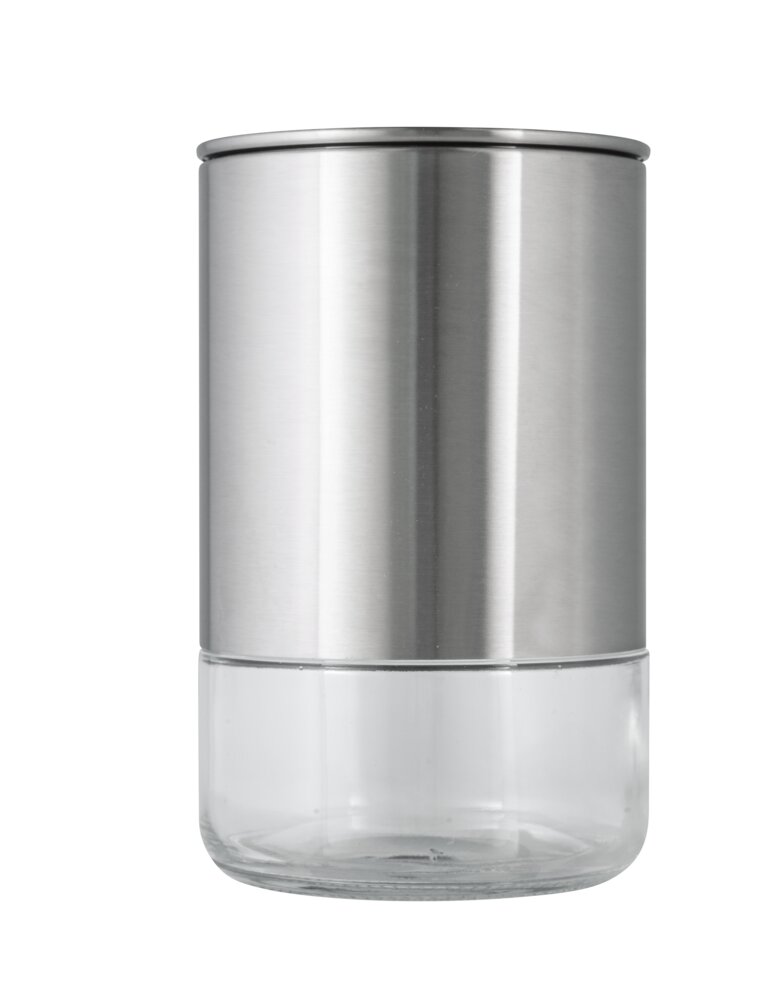Aufbewahrungsdose Mod. ENOLA, 0,68L, transparent, glas/metall, Ø10x16cm  mit luftdichtem Edelstahldeckel