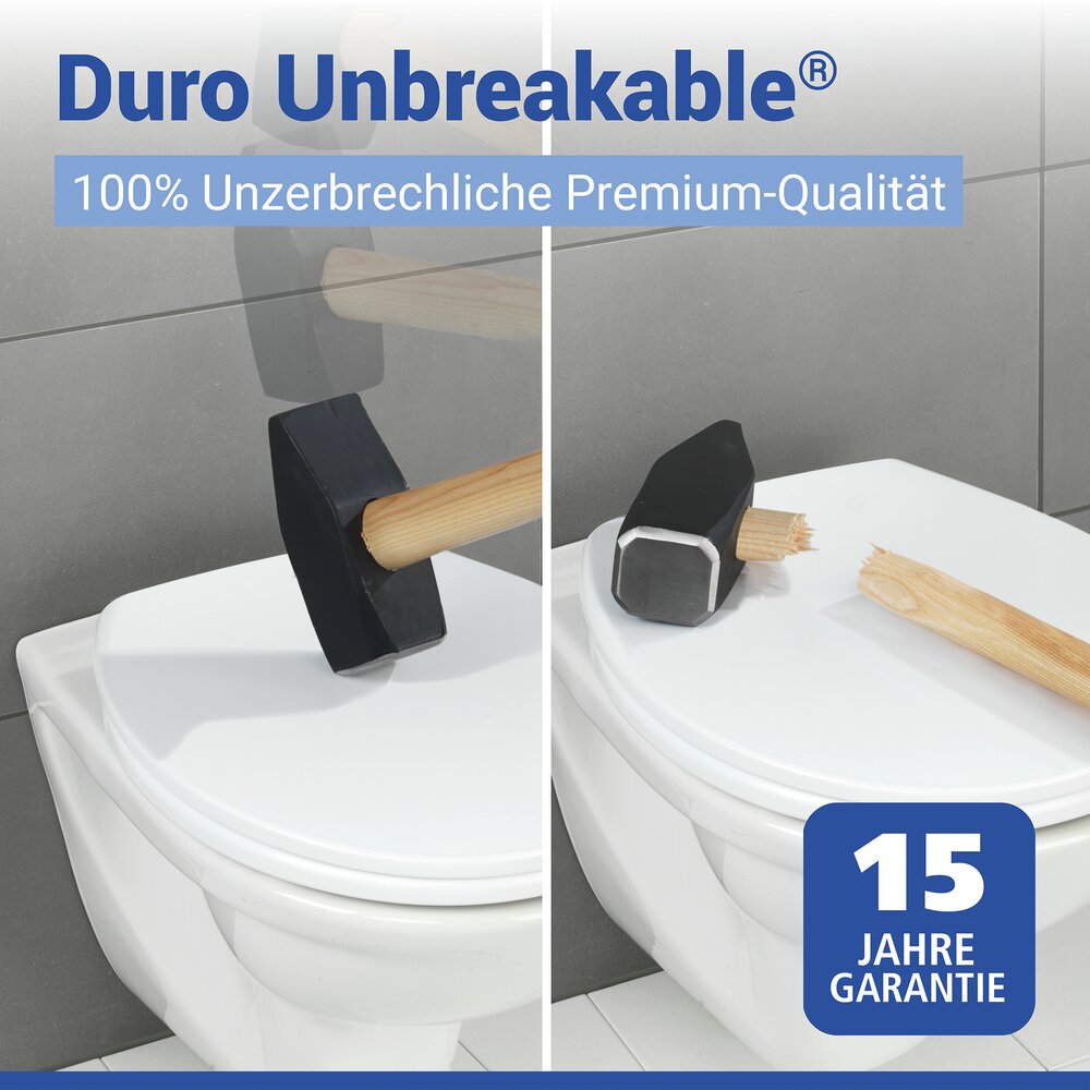 Abattant de WC Mod. Gatteo DuroUnbreakable®, blanc  100 % incassable, avec frein de chute