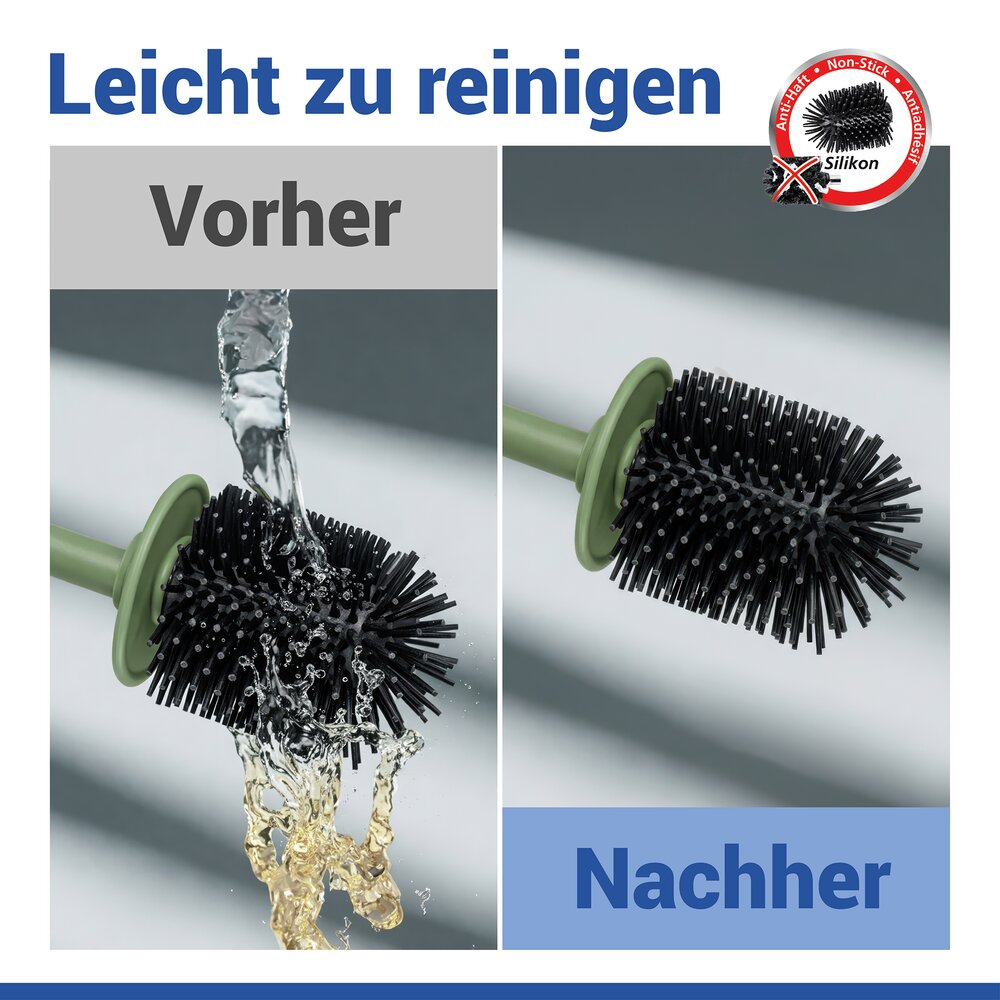 Turbo-Loc® WC-Garnitur Mod. Lizan Grün  mit Silikon-Bürstenkopf, Befestigen ohne Bohren