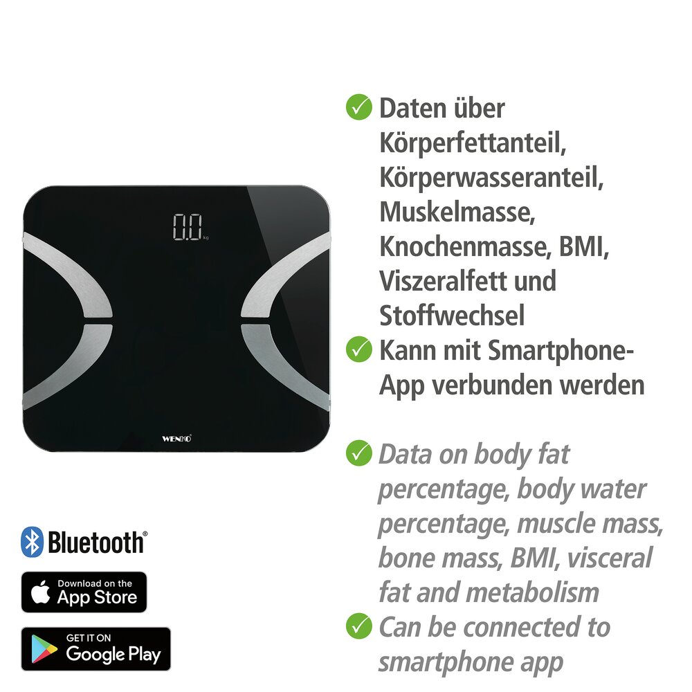 LED-analyseweegschaal met Bluetooth Zwart