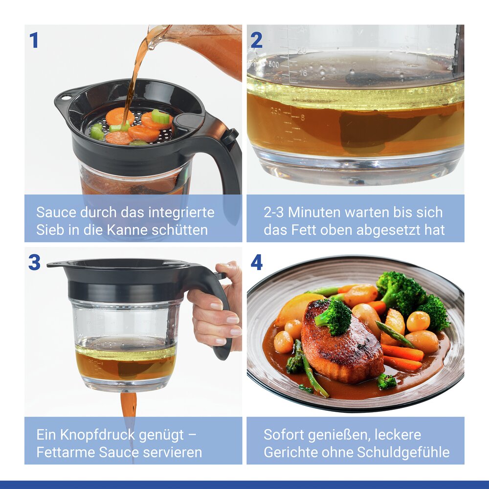 Vetafscheider, citruspers & maatbeker 3in1