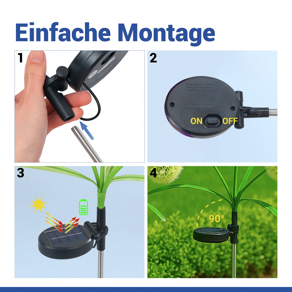 LED Gartenstecker Pusteblume Solar, 2er Set  solarbetriebene Gartenbeleuchtung