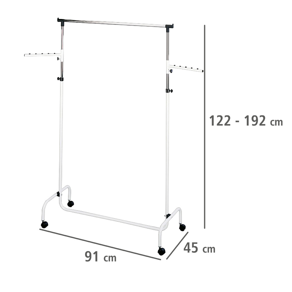 Kleiderständer Mod. Trio mit 2 Armen  höhenverstellbar, mit Rollen
