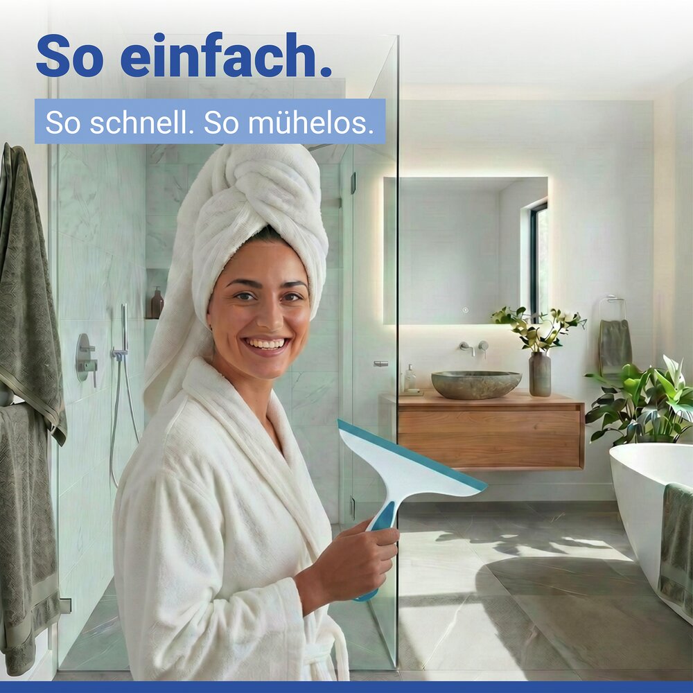 Badezimmerwischer Mod. Loano Weiß-Lichtblau  zum streifenfreien Reinigen