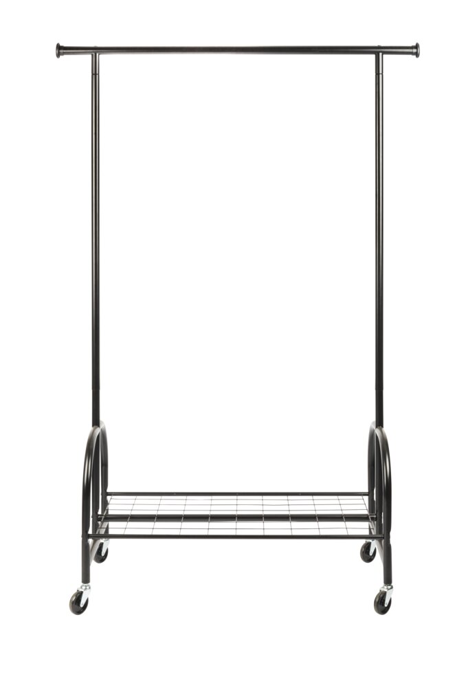 Portant vetement noir, portant vetement à roulette, avec étagère, Profi, 121x185x52 cm  Portant vetement roulette noir avec étagère