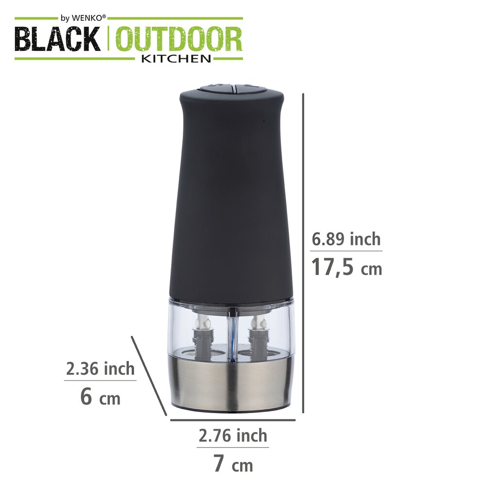Moulin électrique 2en1 avec lampe noir  moulin à sel et poivre