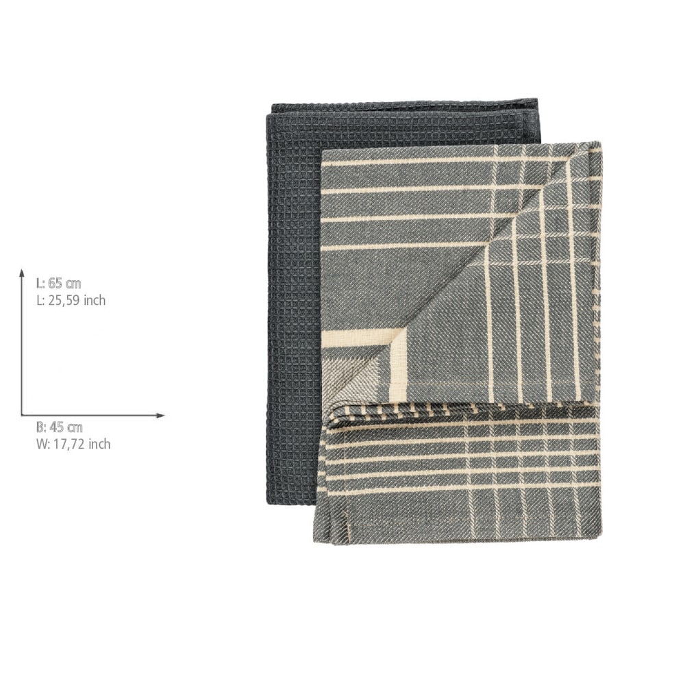 Geschirrtücher Mod. Tito, grau, Baumwolle, 45x65 cm, 2er Set aus 100 % Baumwolle