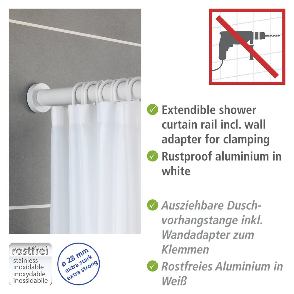 Luz telescopische douchestang 70 - 115 cm, wit
