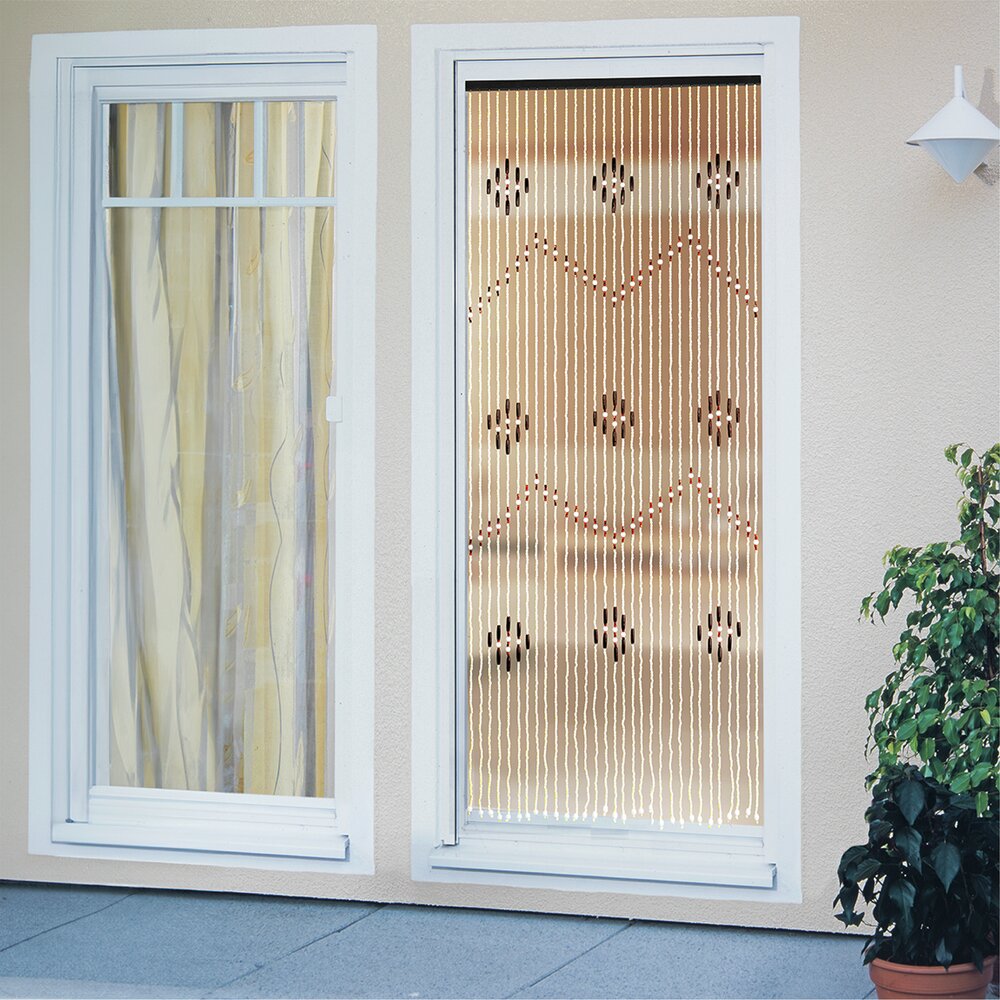 Rideau Perles de bois, multicolore, bois/bambou, 90x200 cm  avec 31 brins de perles