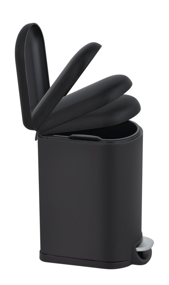 Poubelle à pédale Mod. Lara 10L, noir, métal, plastique, 31x39x18 cm  mécanisme easy-close, fermeture silencieuse