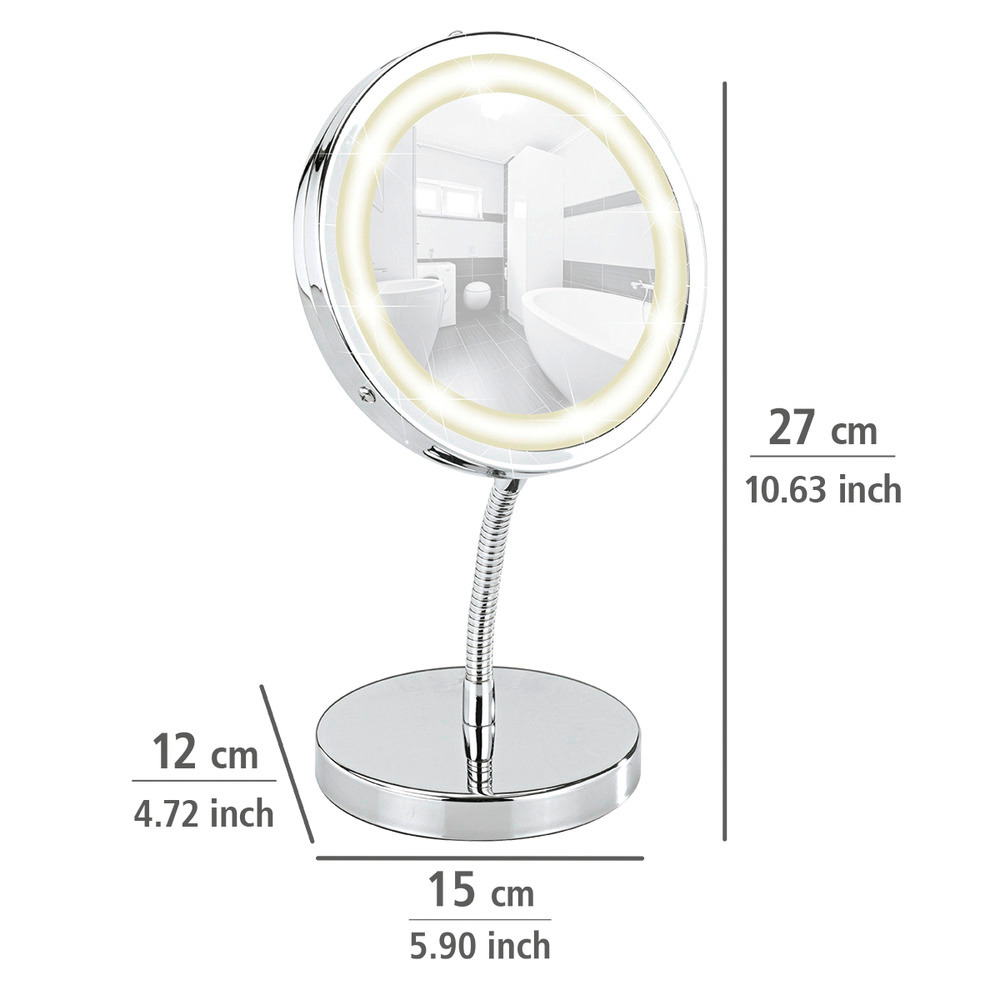 LED Kosmetikspiegel Brolo, Standspiegel  3-fach Vergrößerung