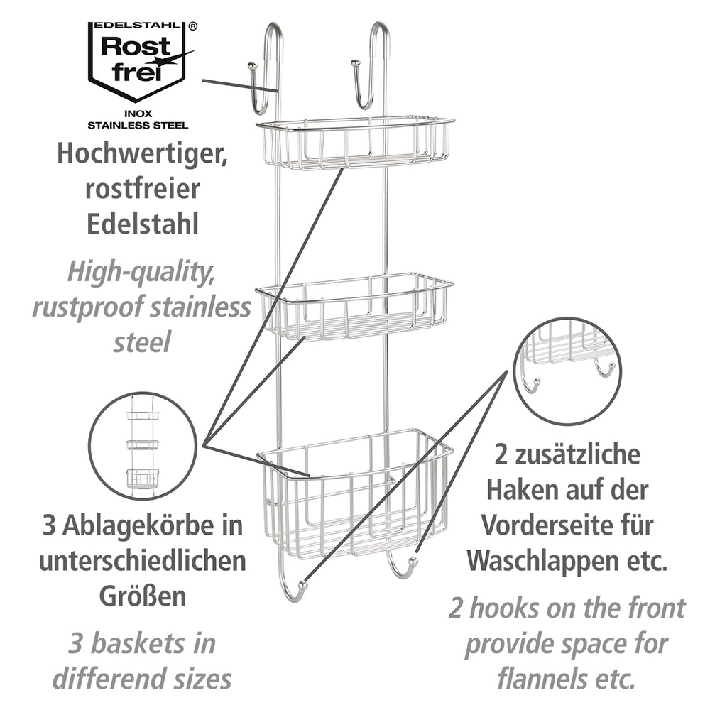 Dusch-Caddy 3 Etagen Mod. Olesi  Edelstahl rostfrei