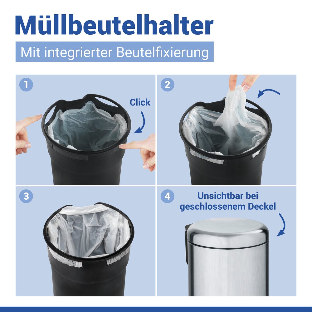 Treteimer Mod. Leman, Edelstahl matt 3 ltr.  Edelstahl, 3 Liter