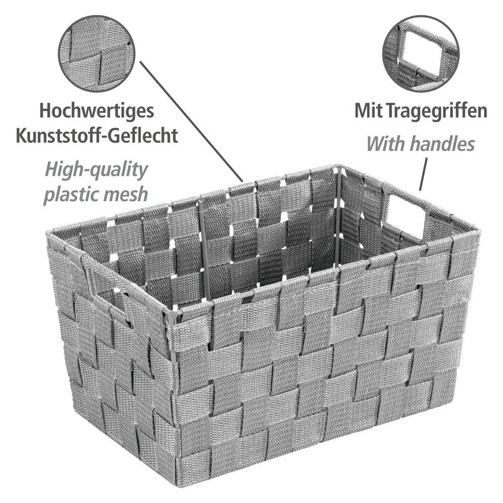 Panier de salle de bains Adria S gris  Tresse en plastique