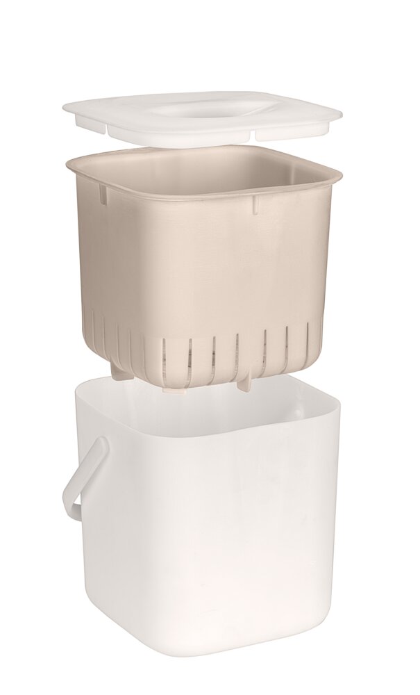 Abfallsammler Mod. CINDY, creme, Kunststoff, 18x18x19 cm, 3 L  spülmaschinengeeignet und kompakt