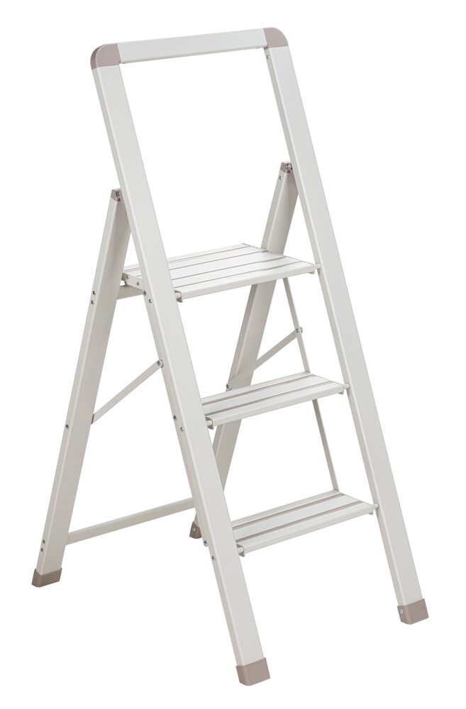 Klapptrittleiter Mod. JOLIE 3-stufig, beige, Aluminium  rutschfeste gummifüße für sicheren Stand