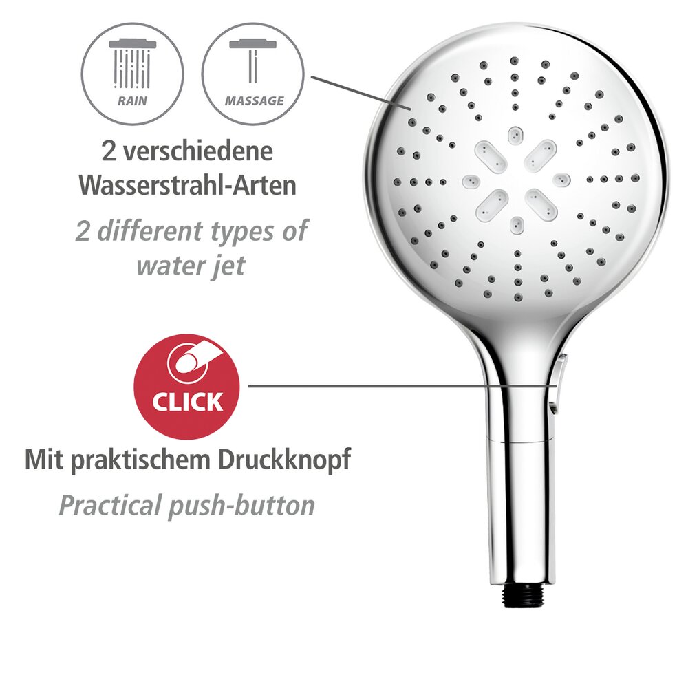 Pomme de douche Basic chrome  avec 2 types de jets