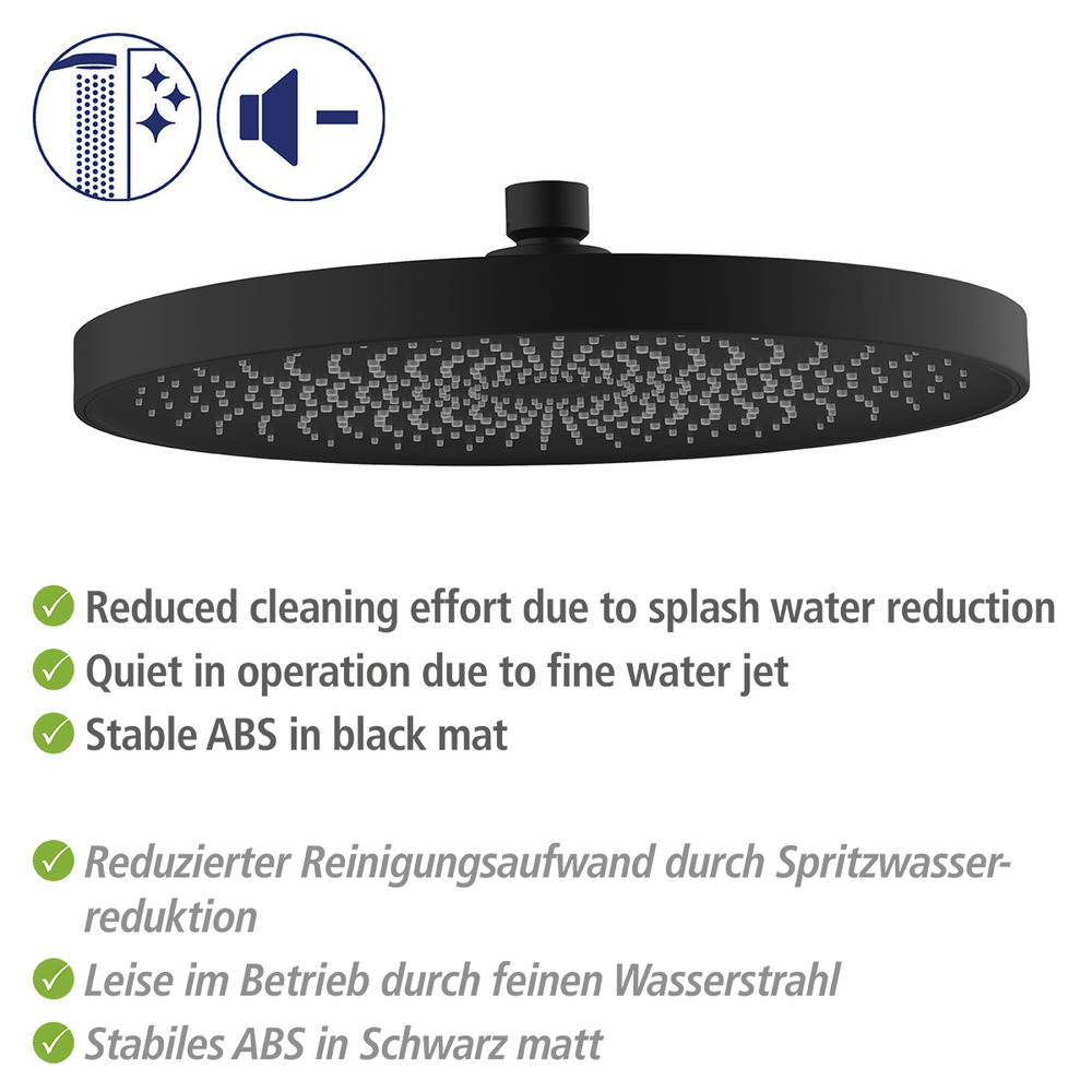 Duschkopf Mod. Softwater Schwarz matt  Ø 26 cm