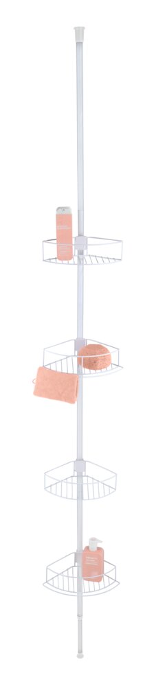 Teleskop-Eckregal Mod. Dolcedo Weiß matt  aus rostfreiem Edelstahl