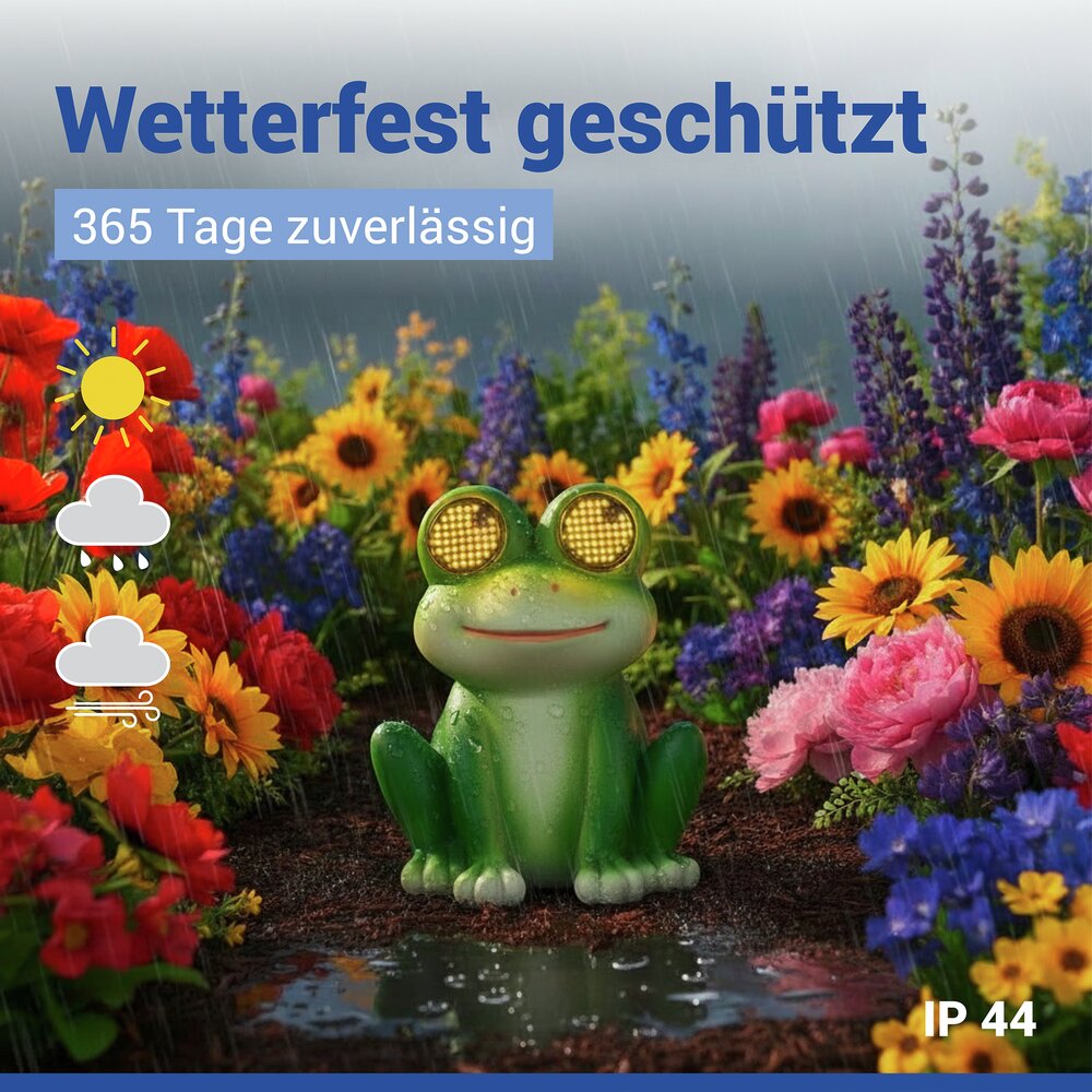 LED Gartenfigur Frosch Mod. Blinky Eyes  solarbetriebene Gartendekoration mit leuchtenden Augen