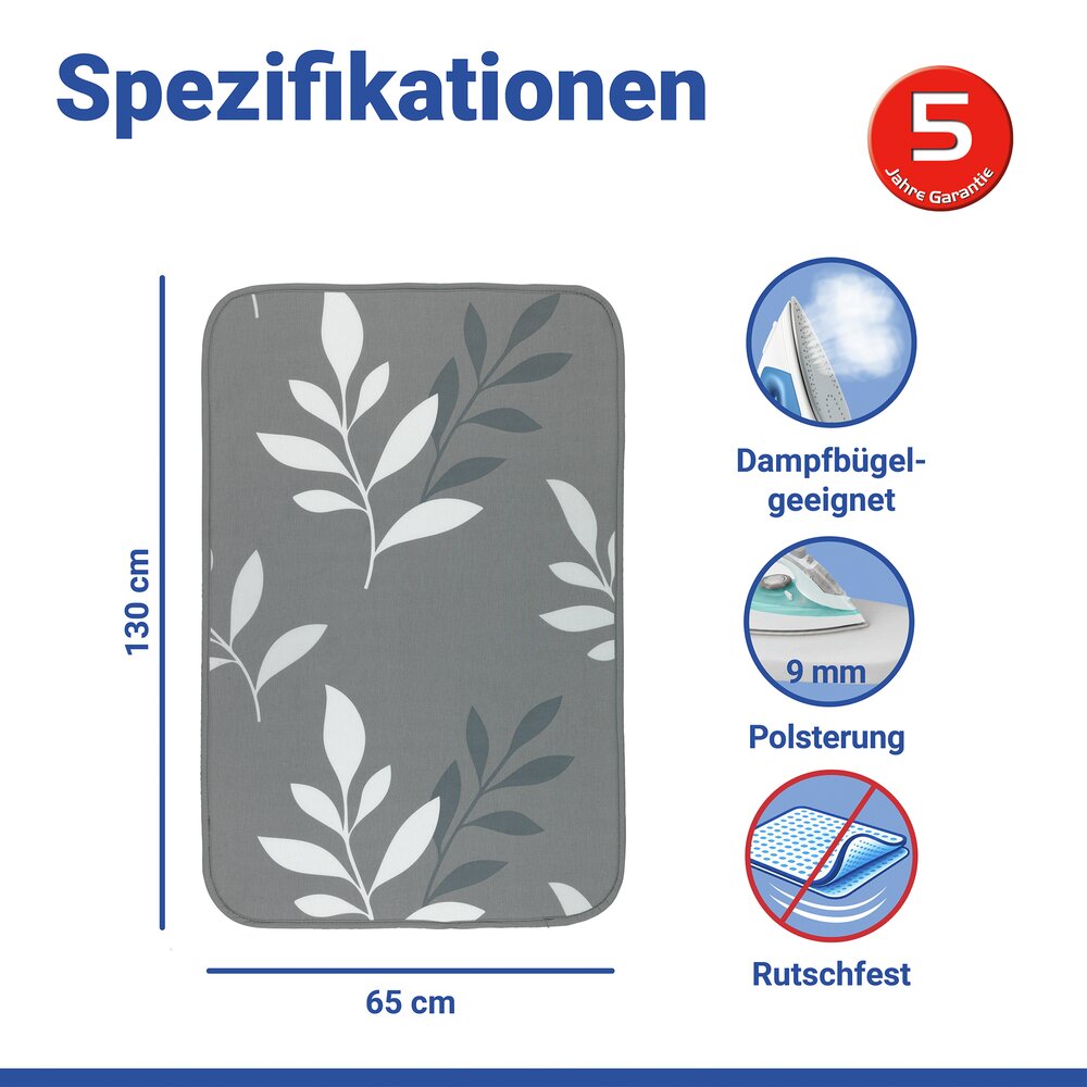 Bügeldecke Mod. Premium, 130 x 65 cm  mit Hitzereflexion, bis zu 60 % Zeitersparnis