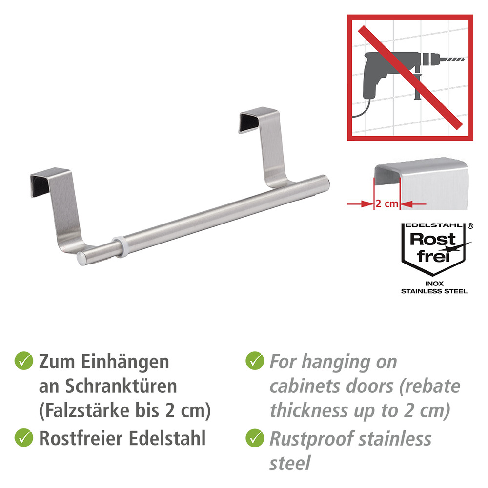 Tür-Handtuchstange Teleskop 60 cm  Edelstahl rostfrei