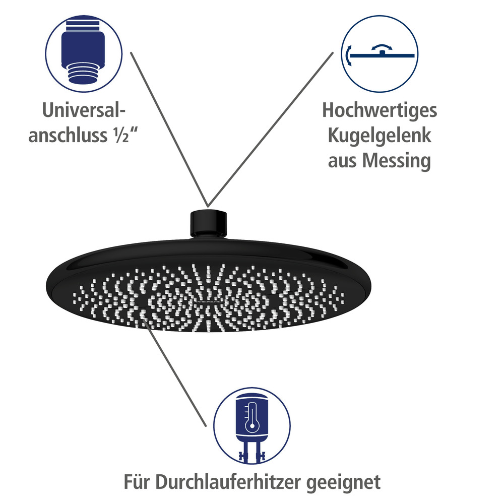 Duschsystem Watersaving Schwarz  Einfacher Anschluss an bestehende Armatur oder Wandanschlussbogen