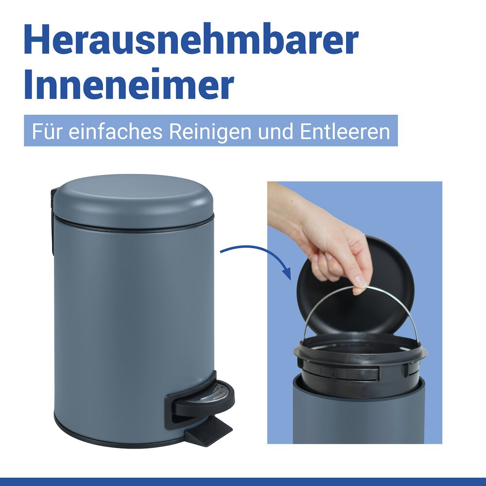 Kosmetik-Treteimer Mod. Leman Slateblue 3 L  mit herausnehmbarem Einsatz