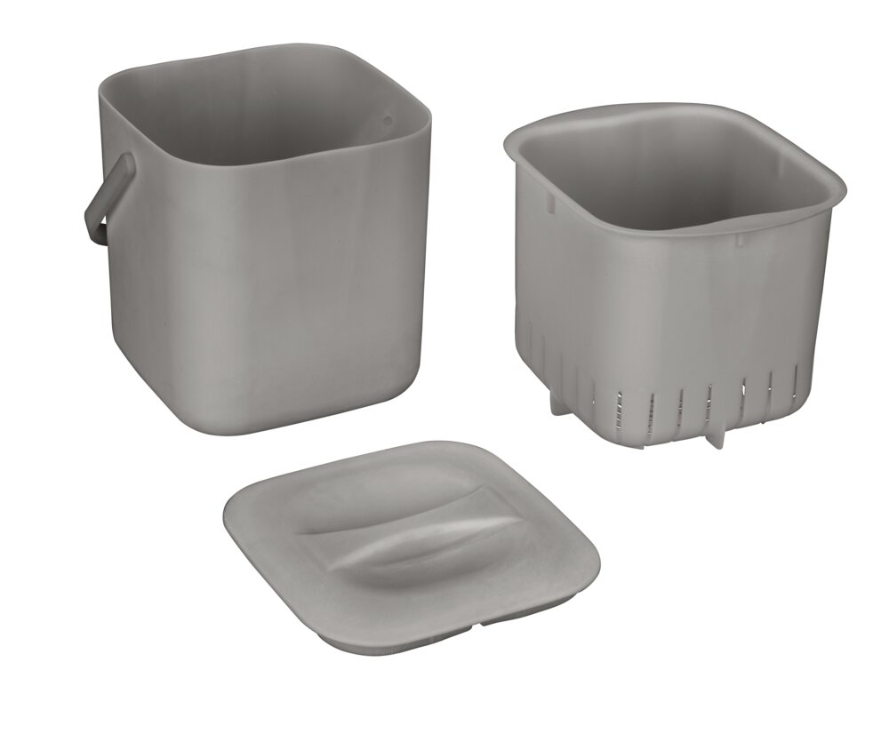 Abfallsammler Mod. Conny, grau, Kunststoff, 3 L, 18 x 18 x 19 cm  herausnehmbares Sieb, spülmaschinengeeignet