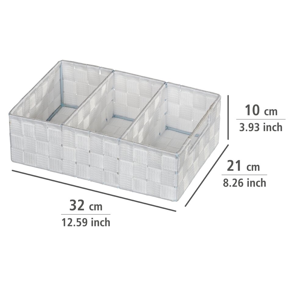 Organizer Mod. Adria Weiß, 3 Fächer, mit Griff  mit Griff