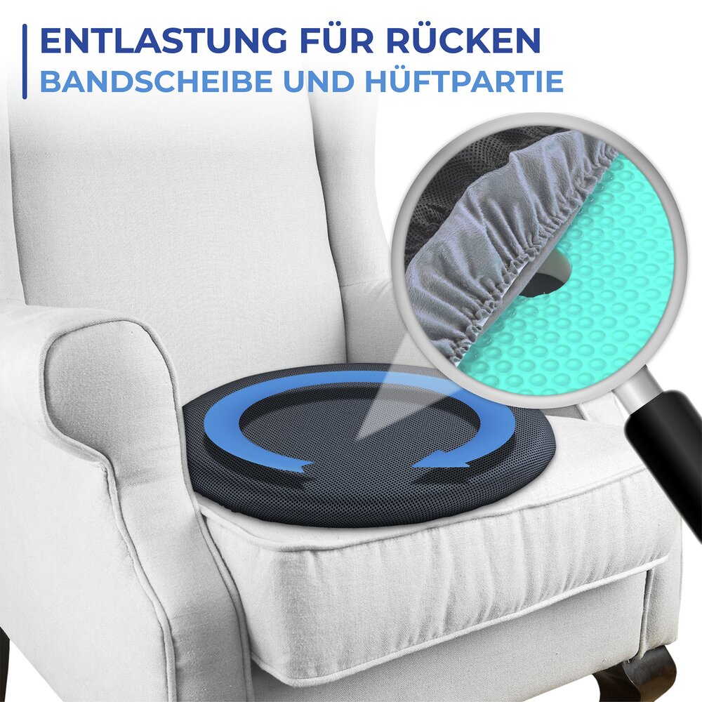 Gel Dreh-Sitzkissen Mod. Komfort  Orthopädisches Visco-Drehkissen