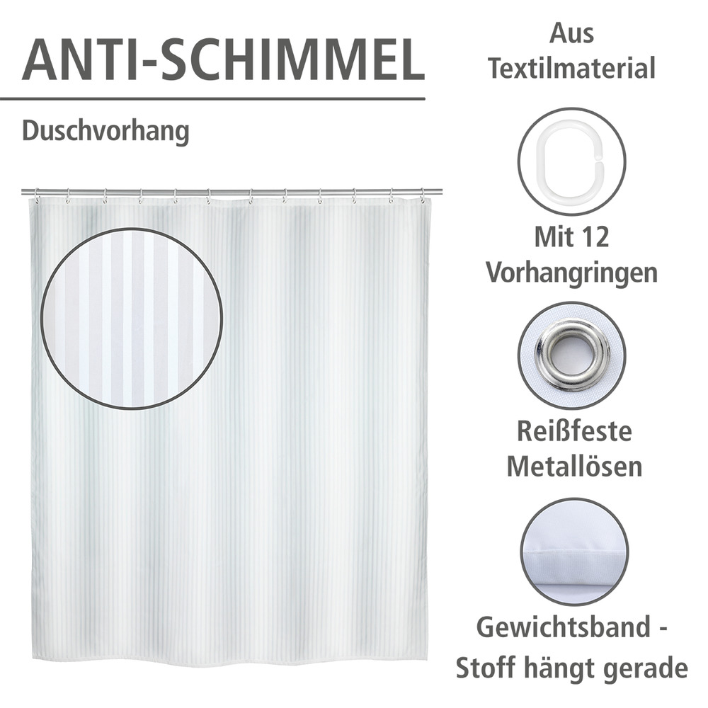 Anti-Schimmel Duschvorhang Mod. Palais  Polyester, 180 x 200 cm, waschbar