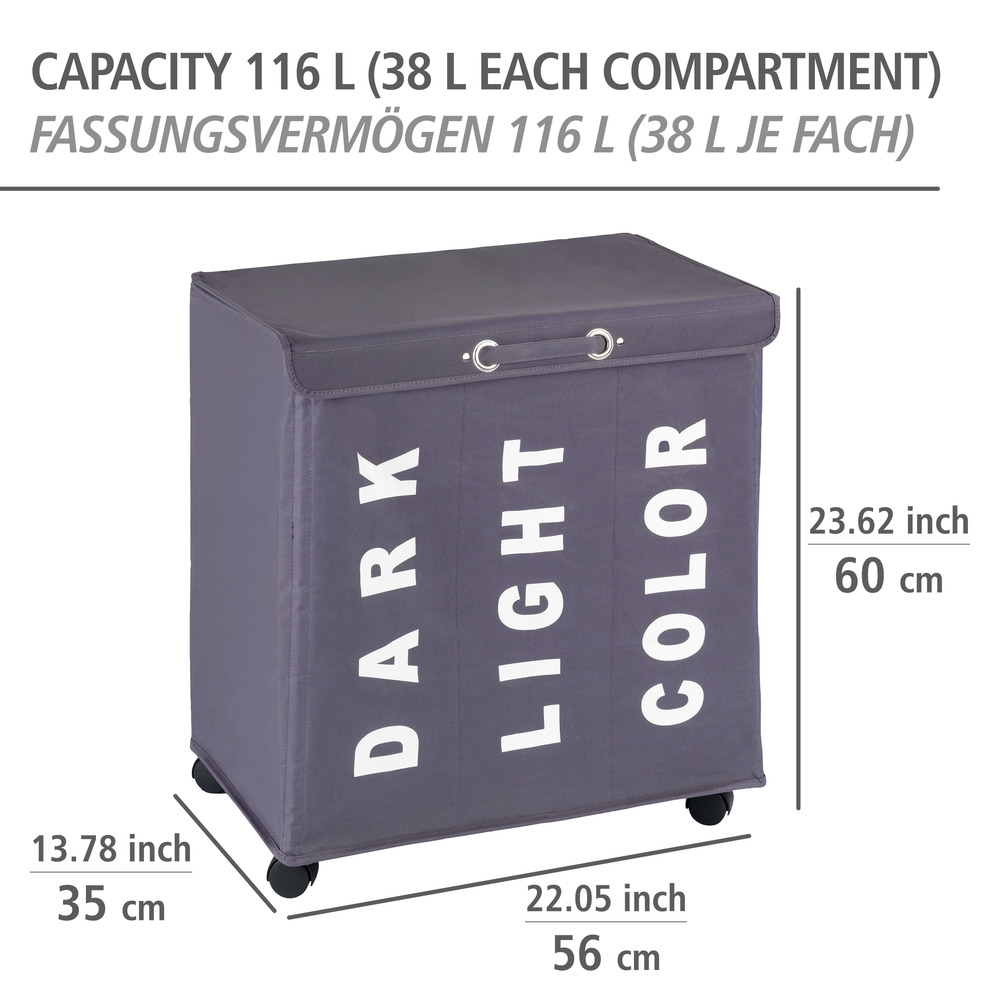 Wäschesammler Mod. Trivo Grau  Wäschekorb, 116 l