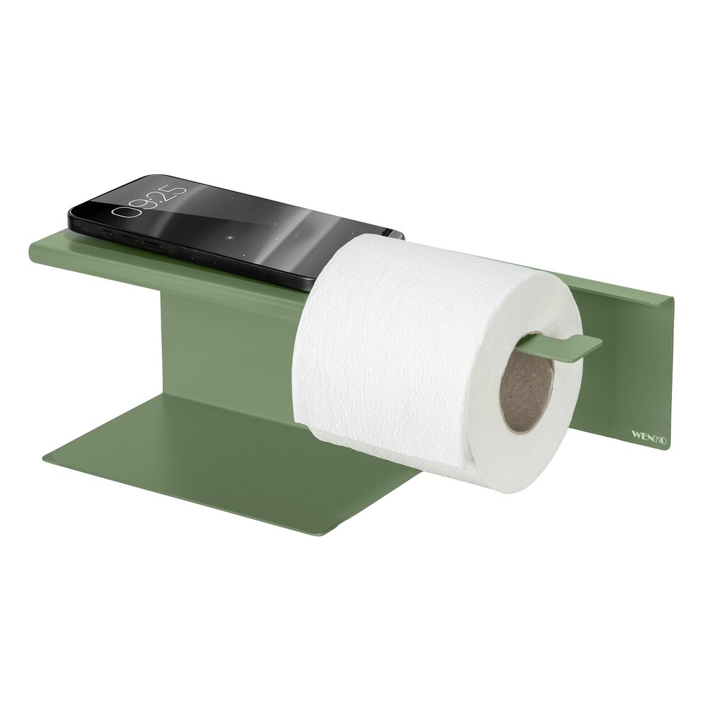 Turbo-Loc® Toilettenpapierhalter mit Ablage Mod. Lizan Grün  Befestigen ohne Bohren