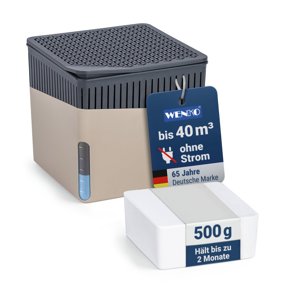 Raumentfeuchter Mod. Cube Beige 500 g  beugt Schimmel und Gerüchen vor