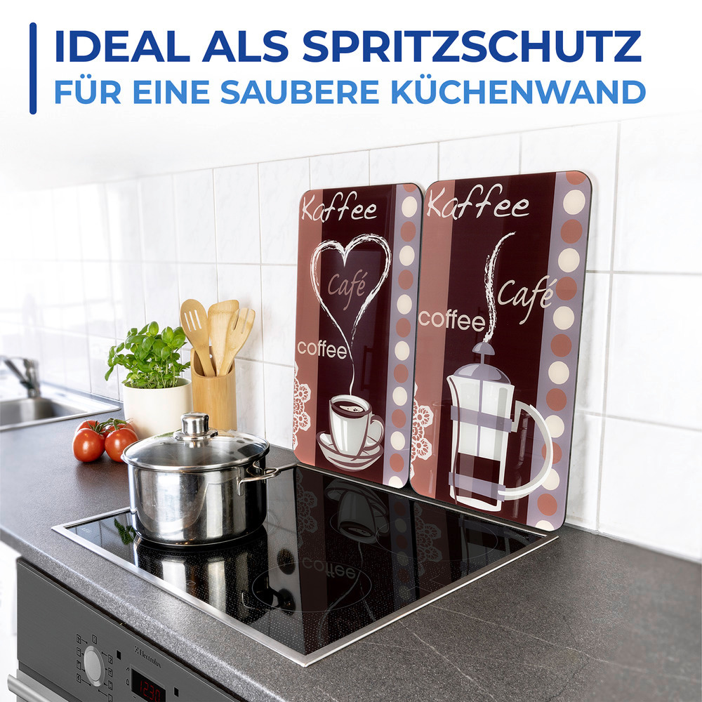 Glasabdeckplatte Universal Mod. Kaffeeduft, 2er Set  für alle Herdarten