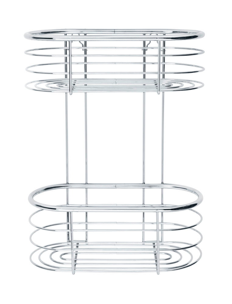 Edelstahl Wandregal Mod. Trestina 2 Etagen  Extra tiefe Körbe für Shampoo- und Duschgelflaschen