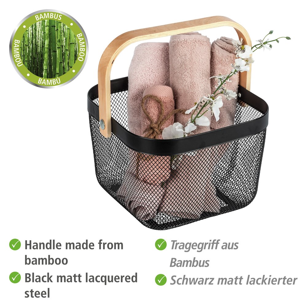 Badkameropbergbak Mod. Bambusa met bamboe handgreep