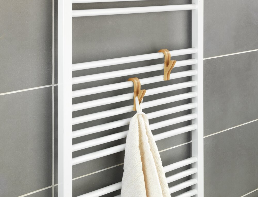 Crochet pour radiateur sèche-serviettes Bambus, set de 2 pièces  pratique et peu encombrant