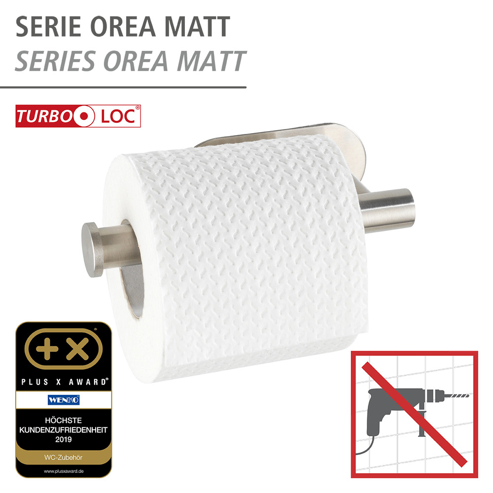 Turbo-Loc® Edelstahl Toilettenpapierhalter Mod. Orea Matt  Befestigen ohne bohren