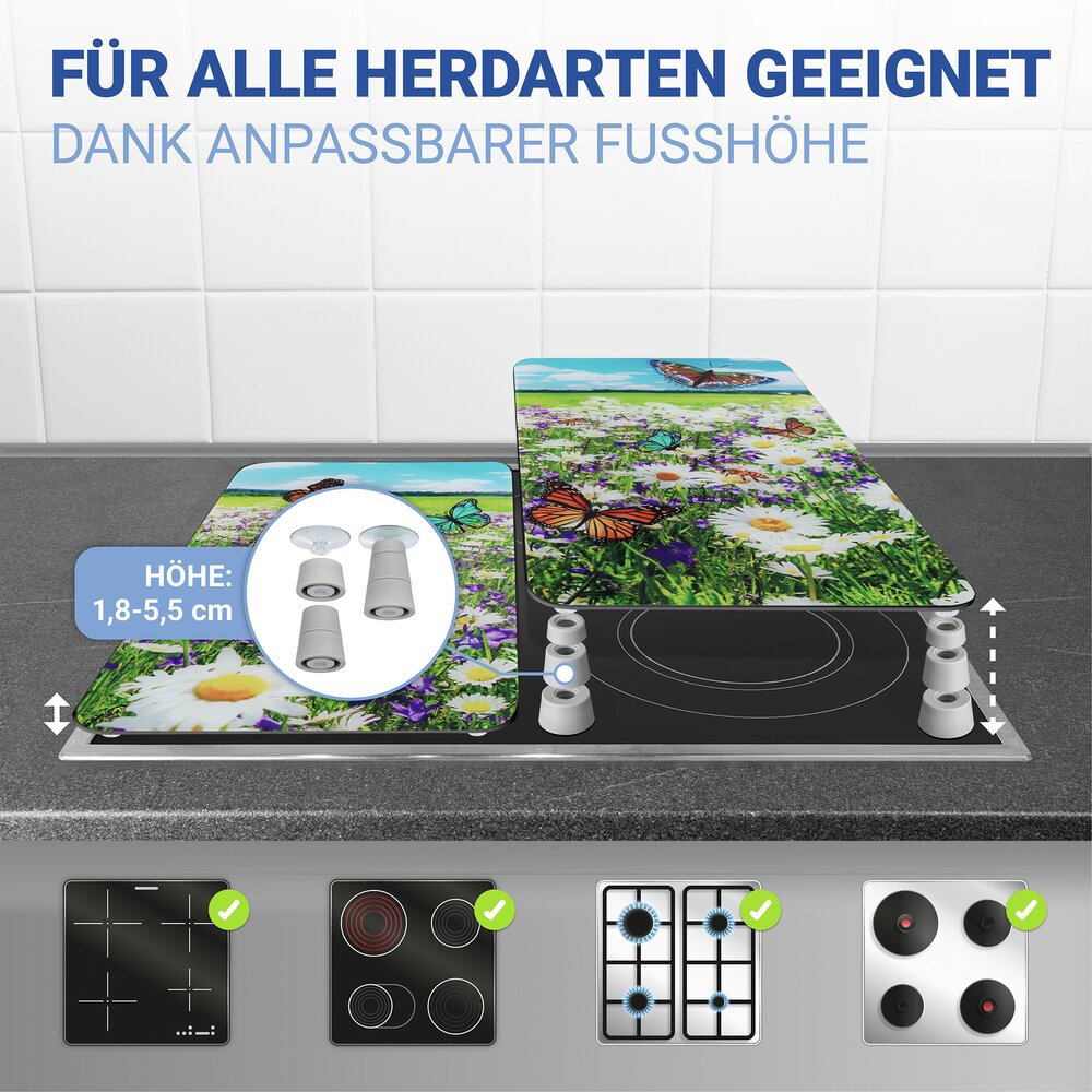 Plaque de Recouvrement Universelle Mod. Pré d'Été, set de 2  pour tous les types de cuisinières