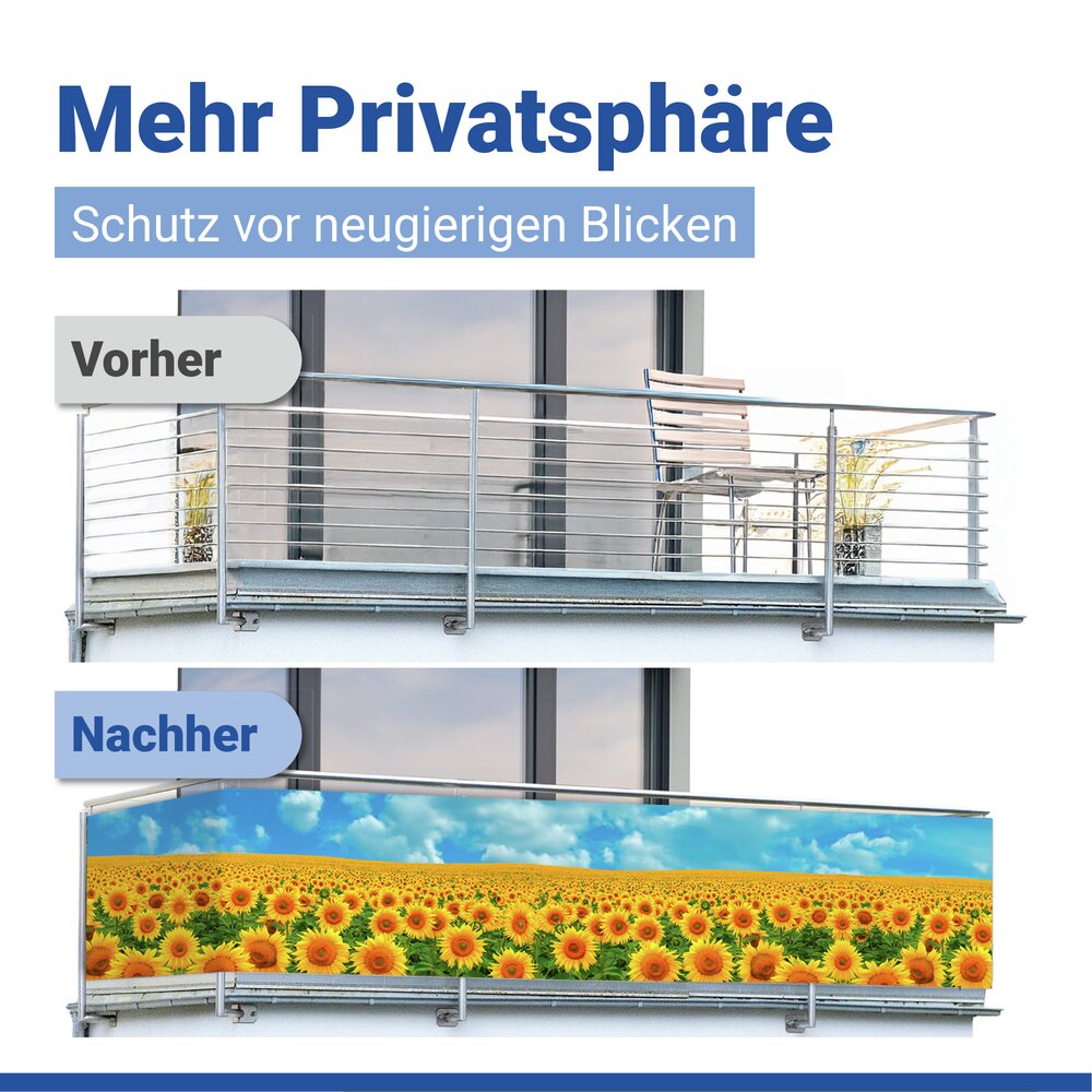 Balkon-Sichtschutz Mod. Sonnenblumenfeld, 5 m  UV- und witterungsbeständig